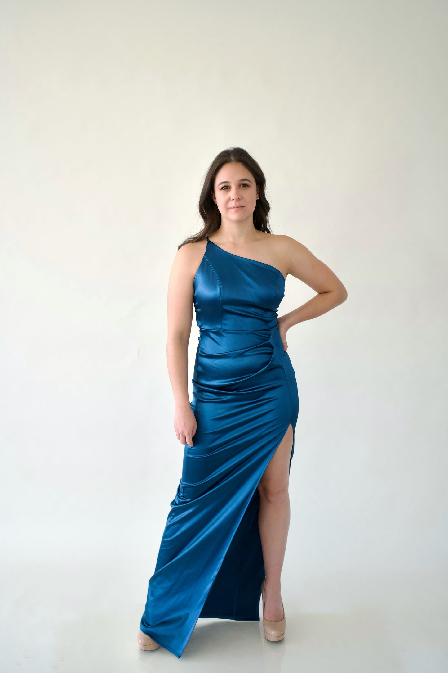 Vestido largo asimétrico Azul Rey