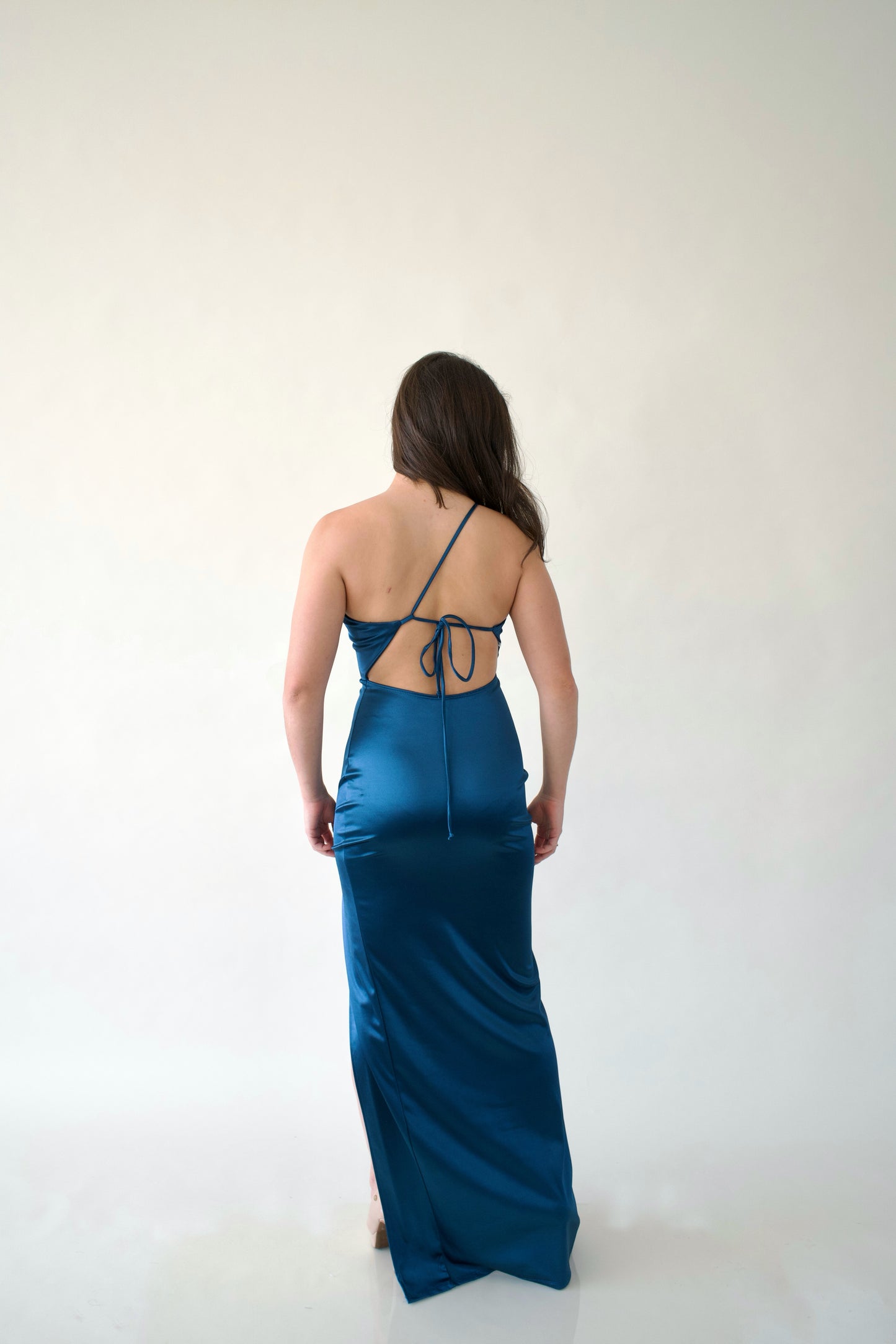 Vestido largo asimétrico Azul Rey