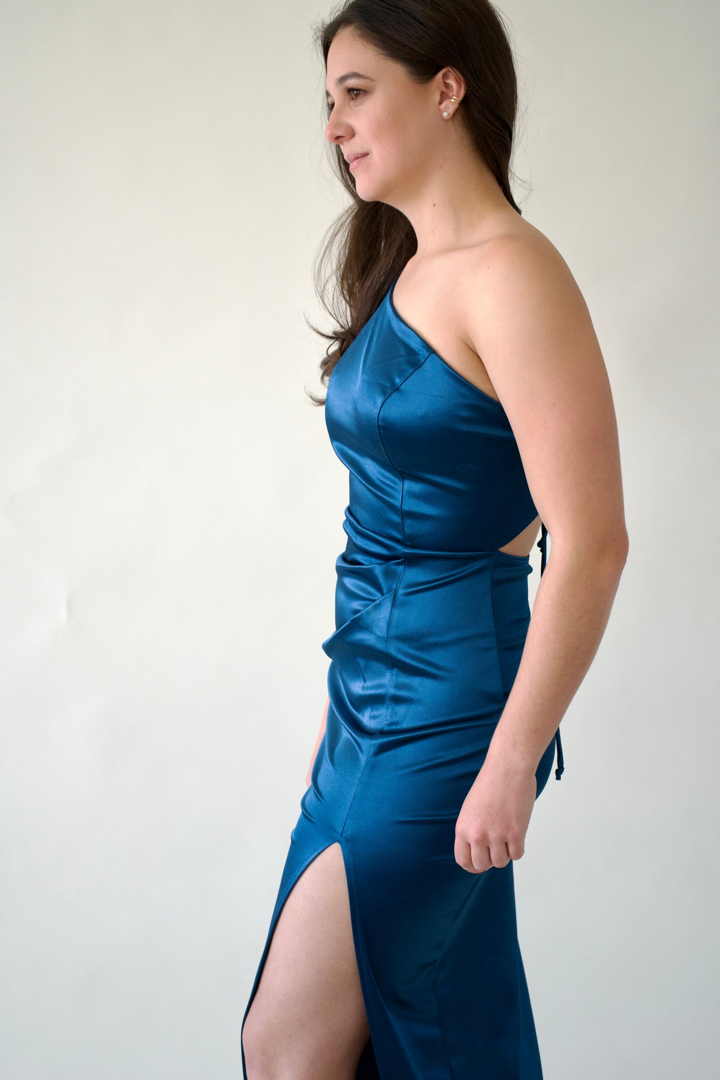 Vestido largo asimétrico Azul Rey