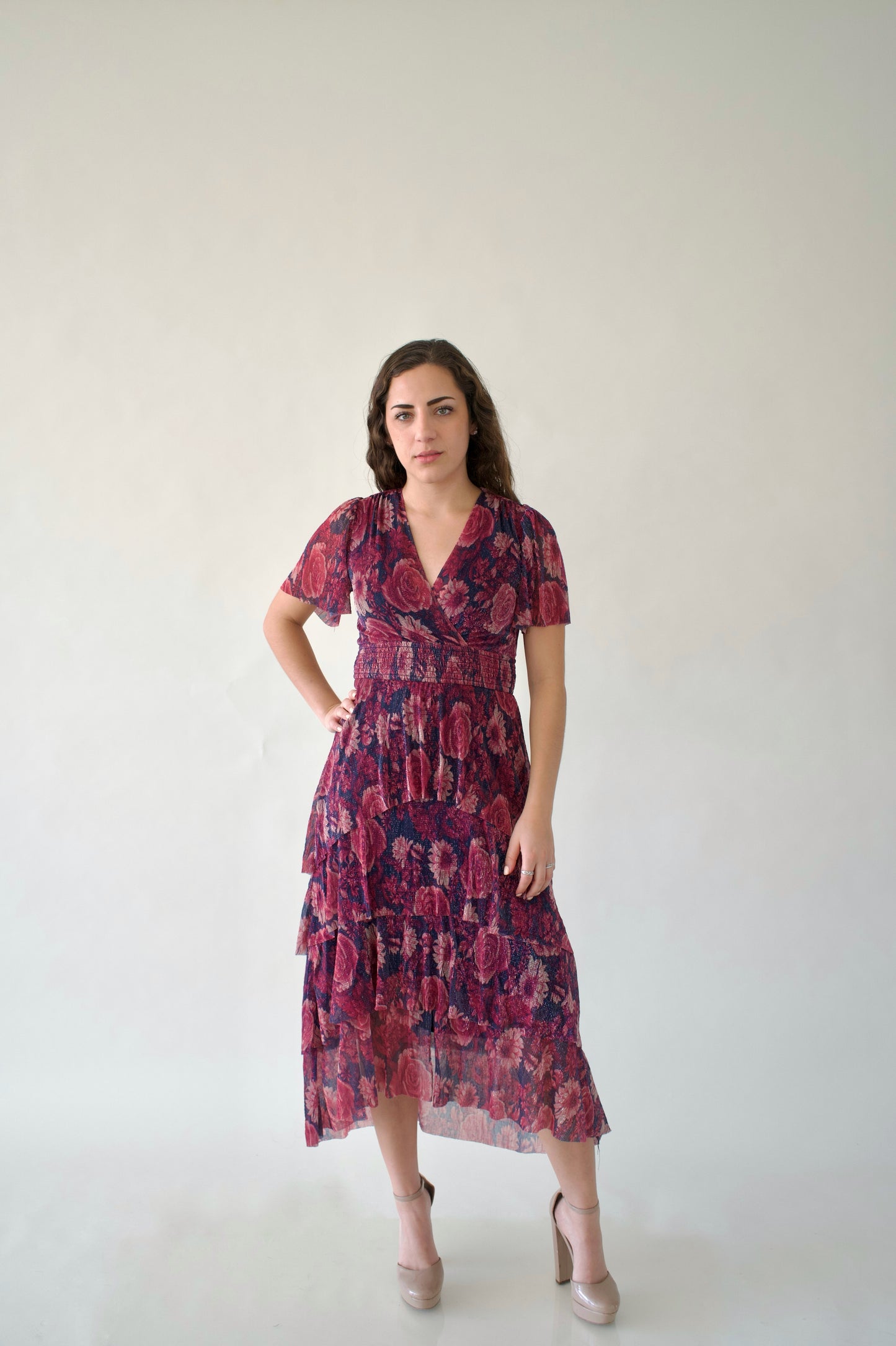 Vestido Midi Estampado Glitter